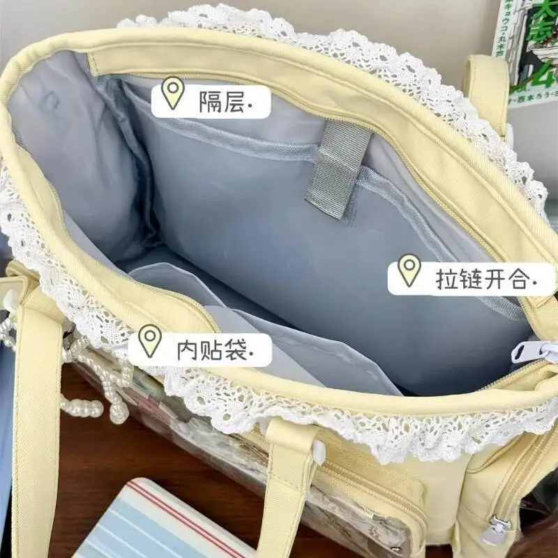 New Y2K Cute Japanese Ita Bag Lolita Girl Transparent Shoulder Tote Bag Large Capacity Crossbody Casual Bag DIY Display Handbags - Image 6