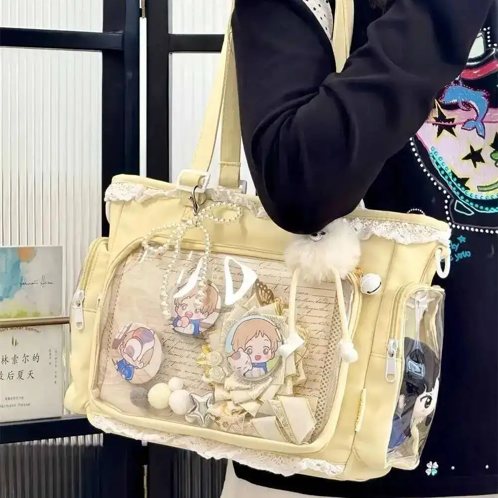 New Y2K Cute Japanese Ita Bag Lolita Girl Transparent Shoulder Tote Bag Large Capacity Crossbody Casual Bag DIY Display Handbags - Image 2